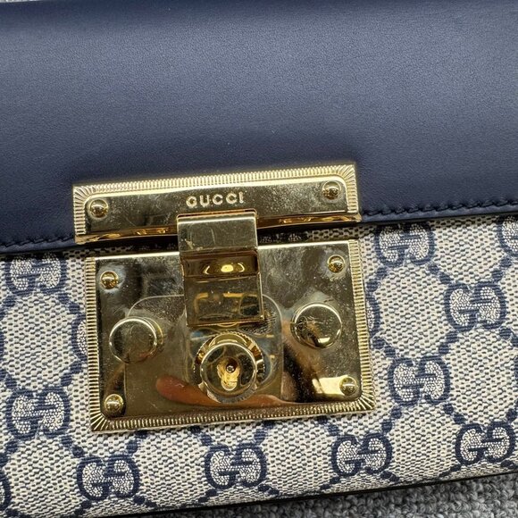 GUCCI Padlock Brown & Black Small Canvas Shoulder Bag 650-080825 - Picture 5 of 14